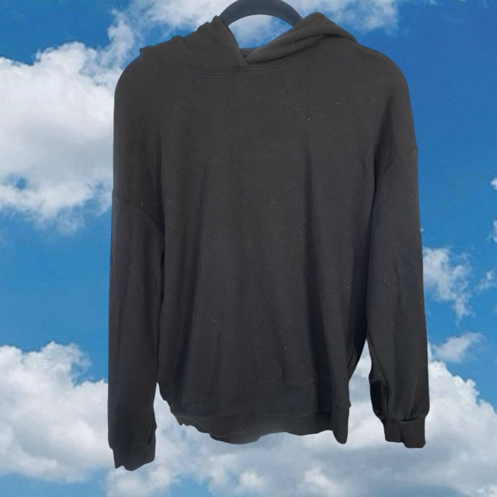 Naadam Womens XS Long Sleeves Pullover Hoodie Black Cotton Cashmere Blend
